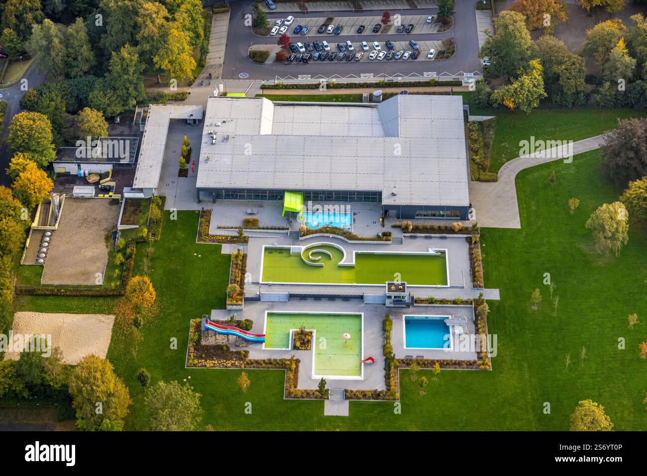 Vue aérienne, Sternbuschbad piscine et piscine extérieure, Kleve, Bas Rhin, Rhénanie du Nord-Westphalie, Allemagne Banque D'Images