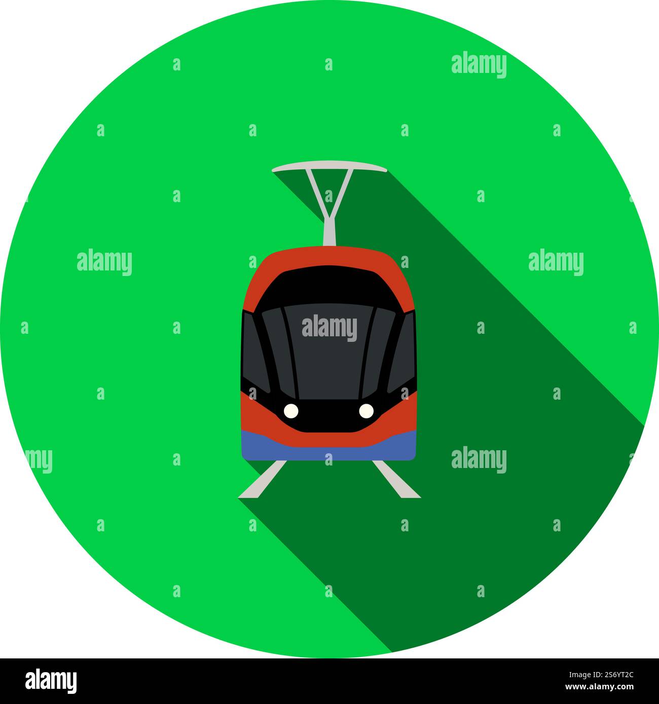 Icône tram. Motif pochoir à cercle plat avec ombre longue. Illustration vectorielle. Illustration de Vecteur