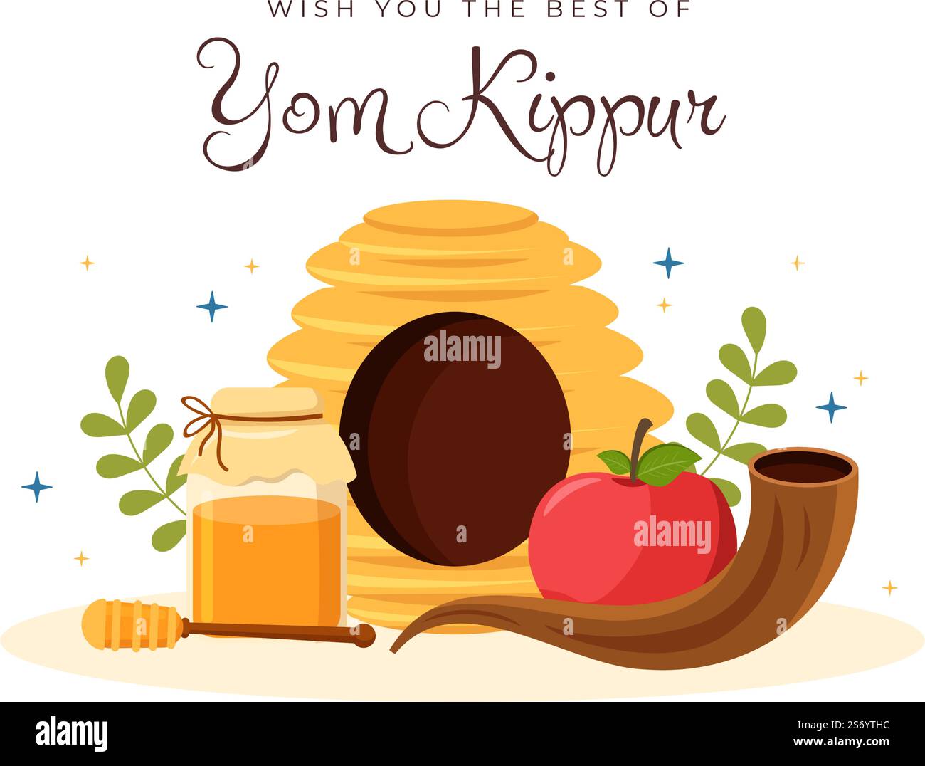 Yom Kippur Celebration dessin manuel de dessin animé Illustration à plat au jour de l'expiation dans le judaïsme sur la conception d'arrière-plan Illustration de Vecteur