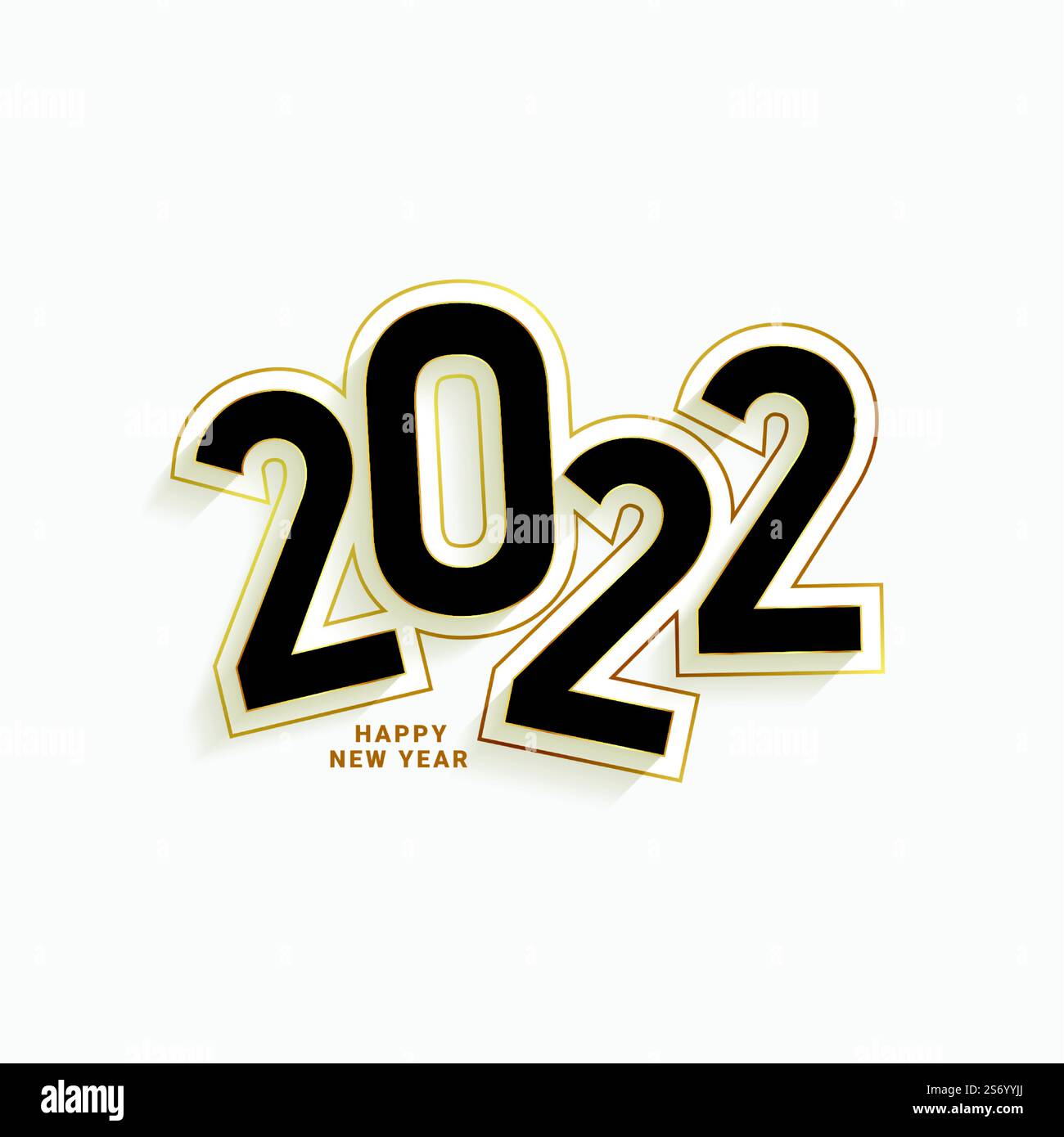 bonne année 2022 style de texte avec bordures dorées Illustration de Vecteur