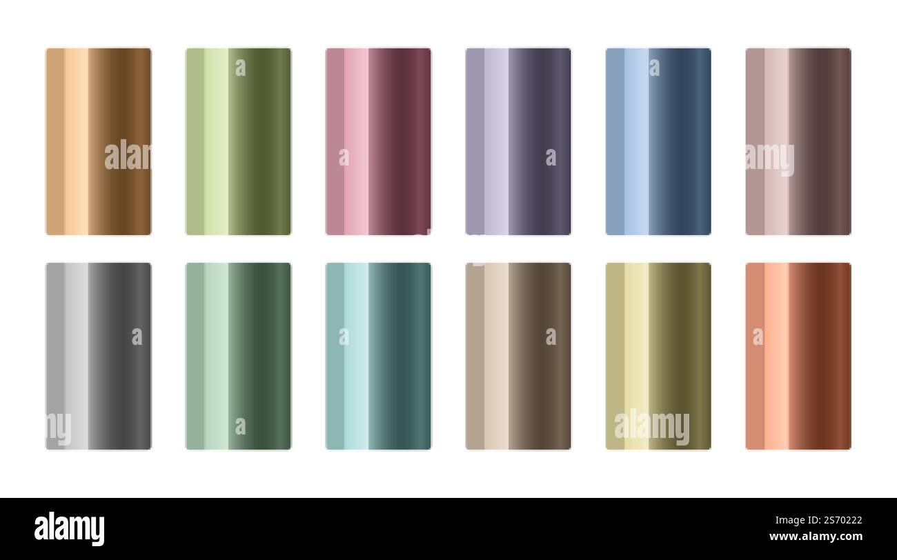 ensemble de dégradés métalliques de différentes couleurs Illustration de Vecteur