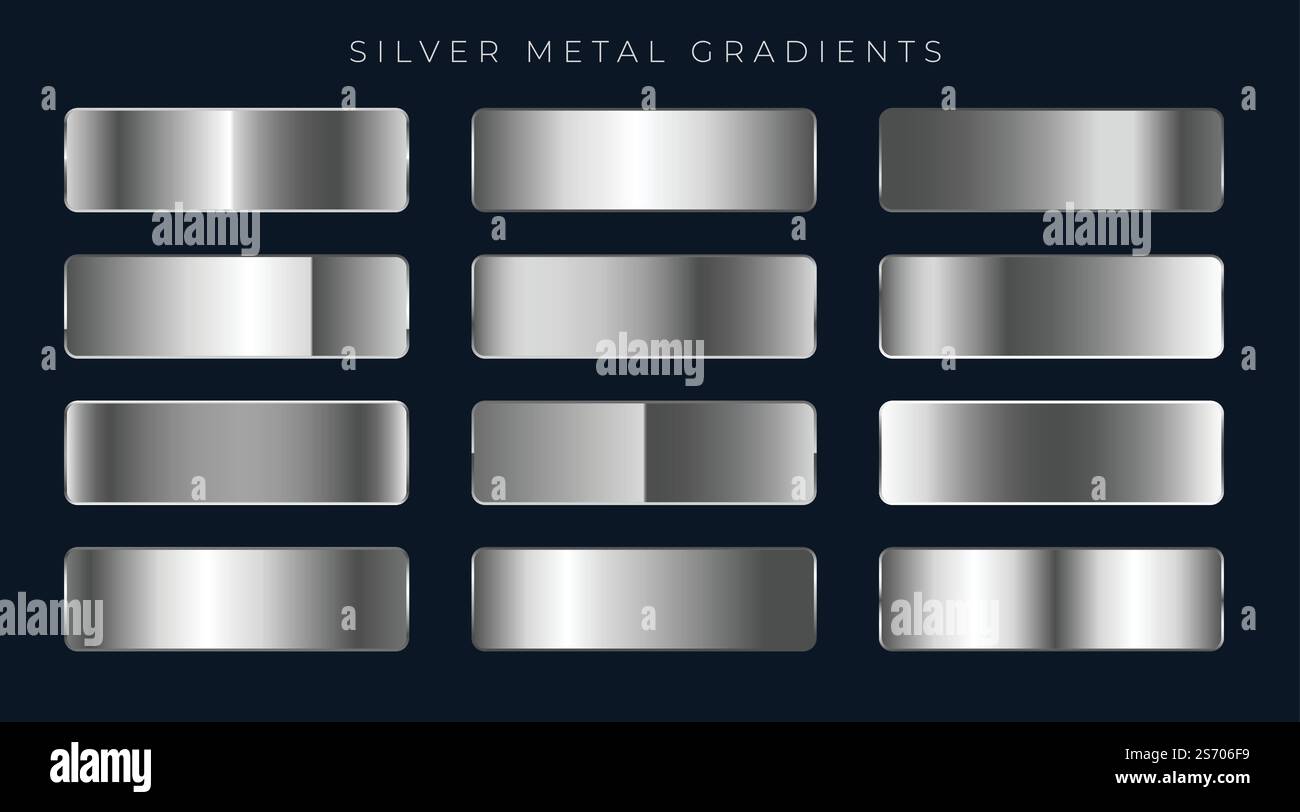 Définir des gradients d'argent ou de platine Illustration de Vecteur