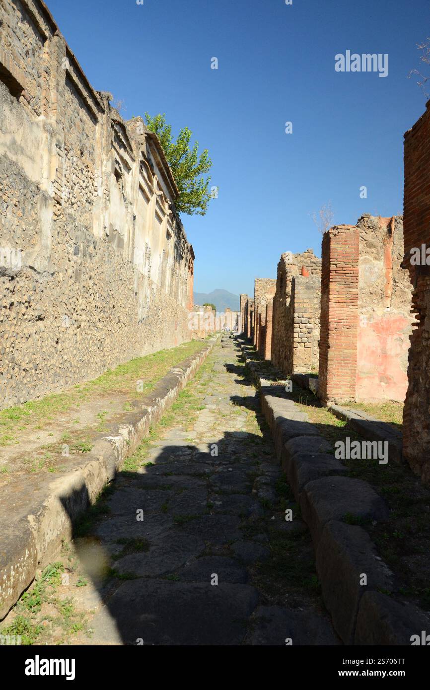 Routes et rues romaines dans le site historique du patrimoine mondial de Pompéi, Italie Banque D'Images