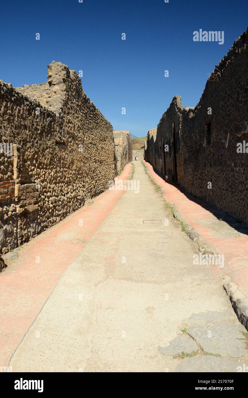 Routes et rues romaines dans le site historique du patrimoine mondial de Pompéi, Italie Banque D'Images