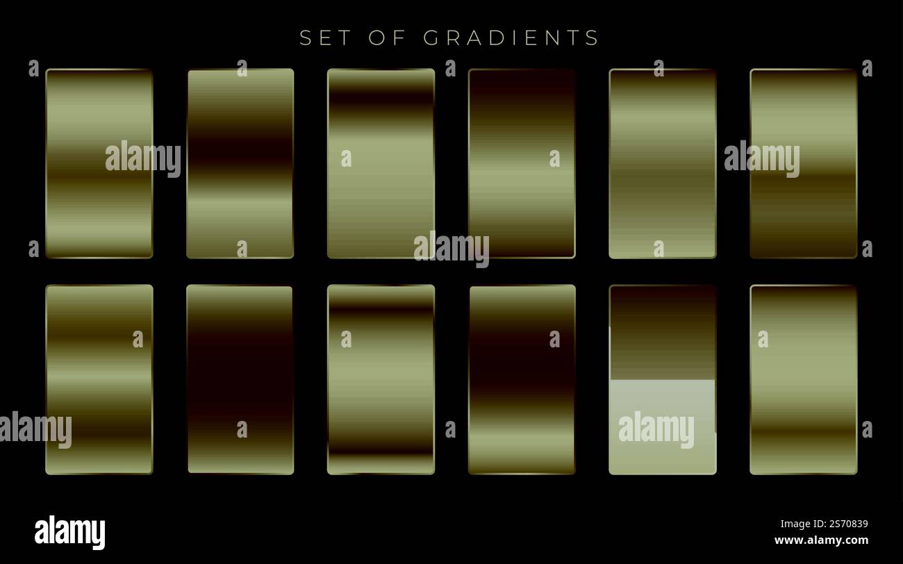 Metaalic sombre jeu de gradients brillant Illustration de Vecteur