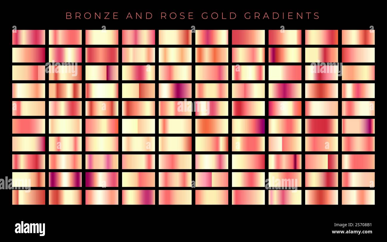 Vaste collection de gradients de cuivre ou or rose Illustration de Vecteur