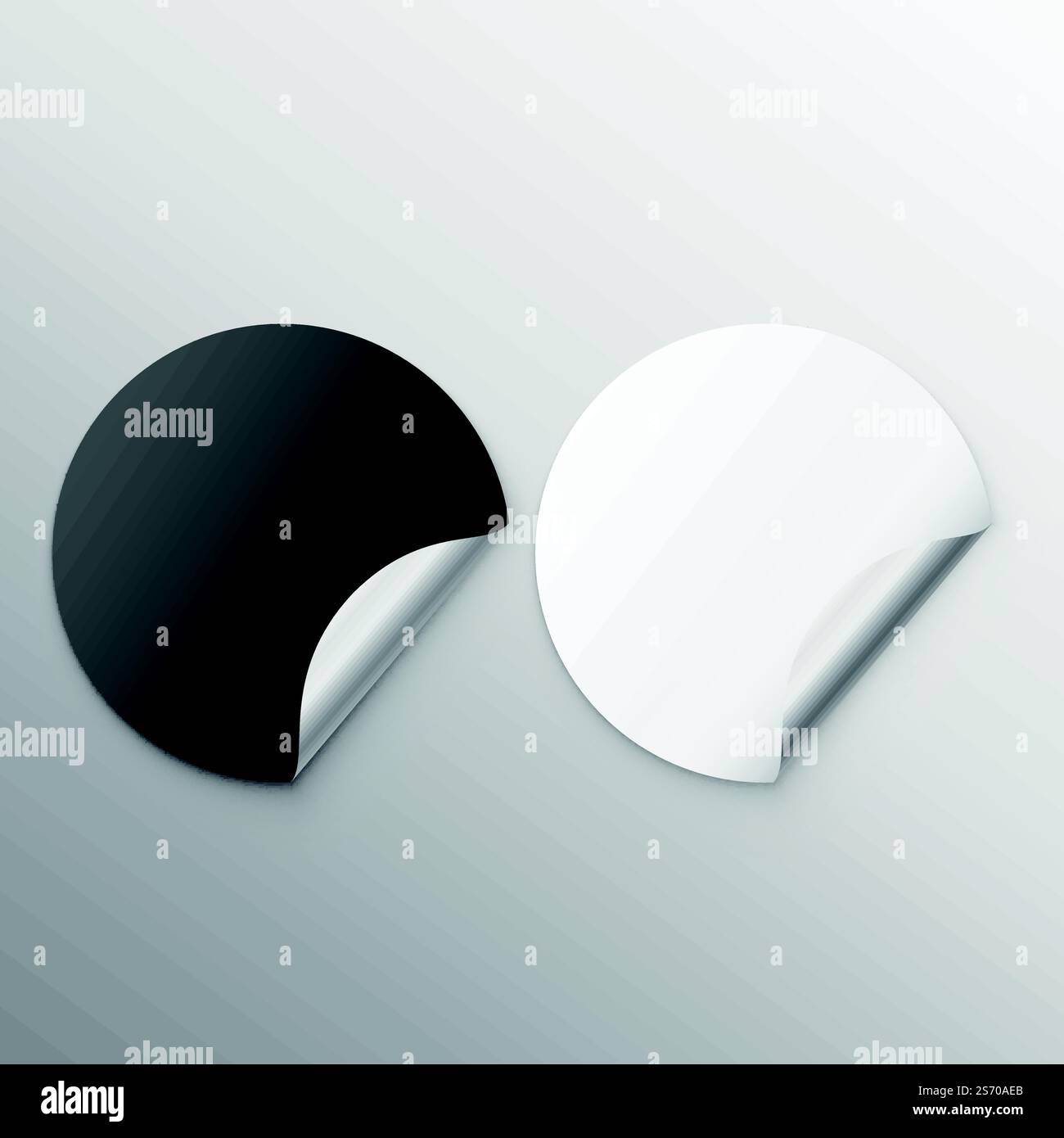 Blanc Noir et blanc autocollants avec curl Illustration de Vecteur