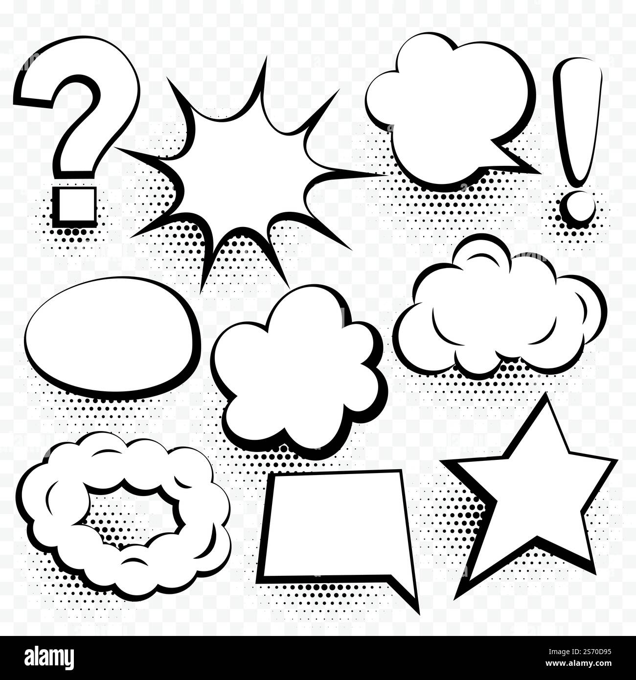 ensemble de bulles de la bande dessinée dans le style de bande dessinée Illustration de Vecteur