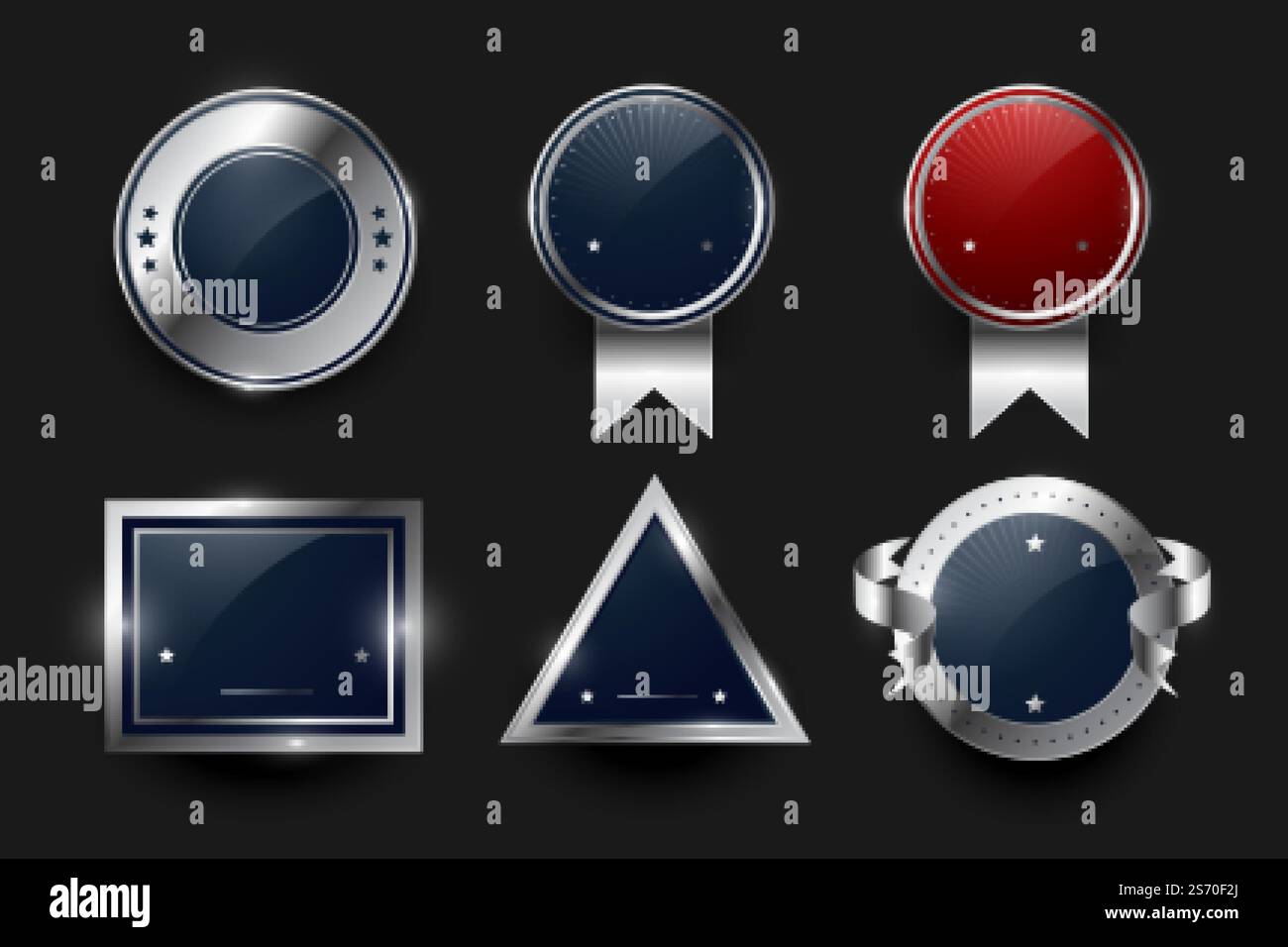 collection d'étiquettes et de badges argentés Illustration de Vecteur