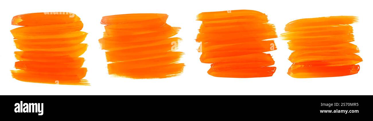 lot de quatre traits de pinceau aquarelle orange Illustration de Vecteur
