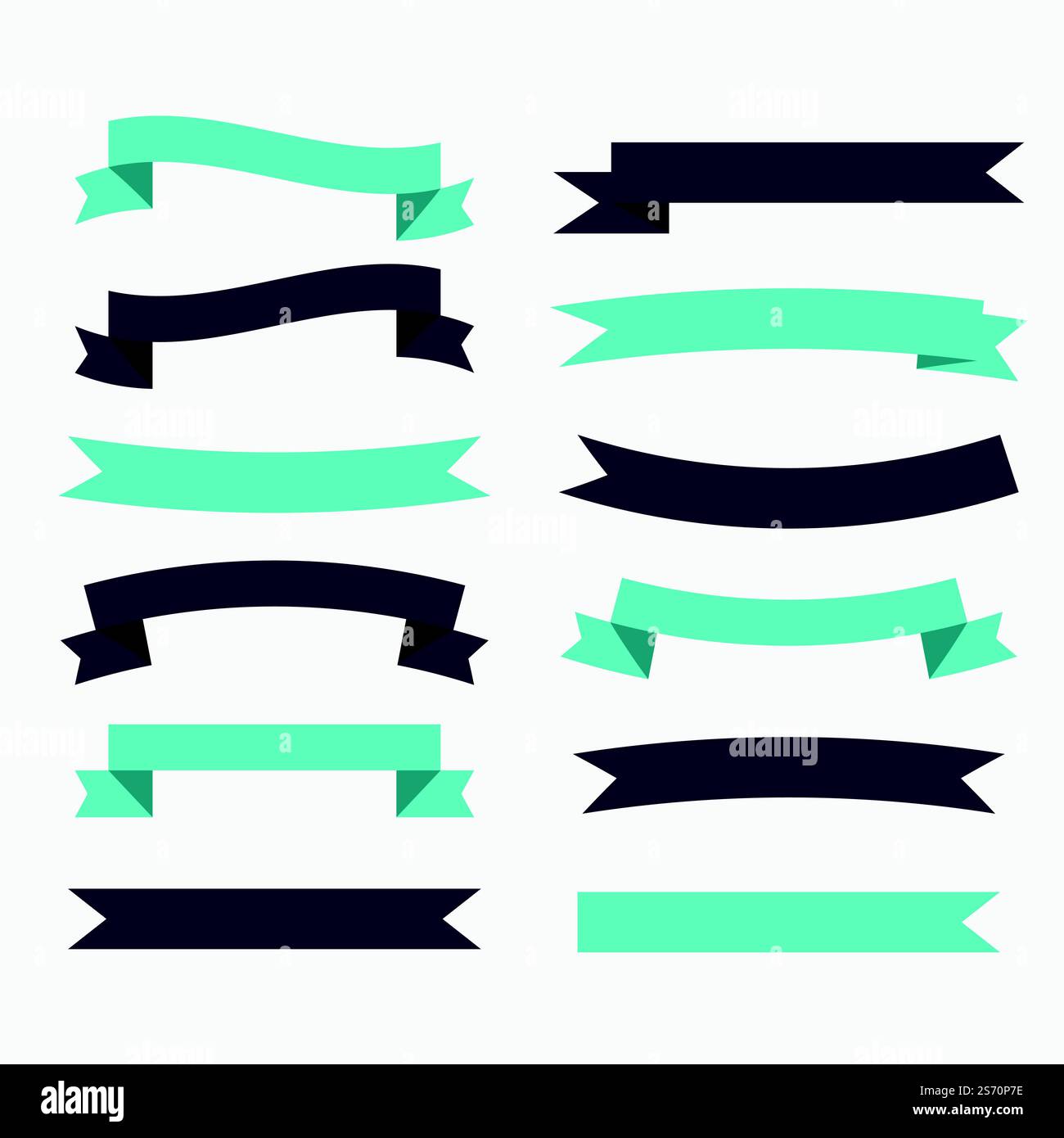 Lot de 4 rubans en noir et couleur turquoise Illustration de Vecteur