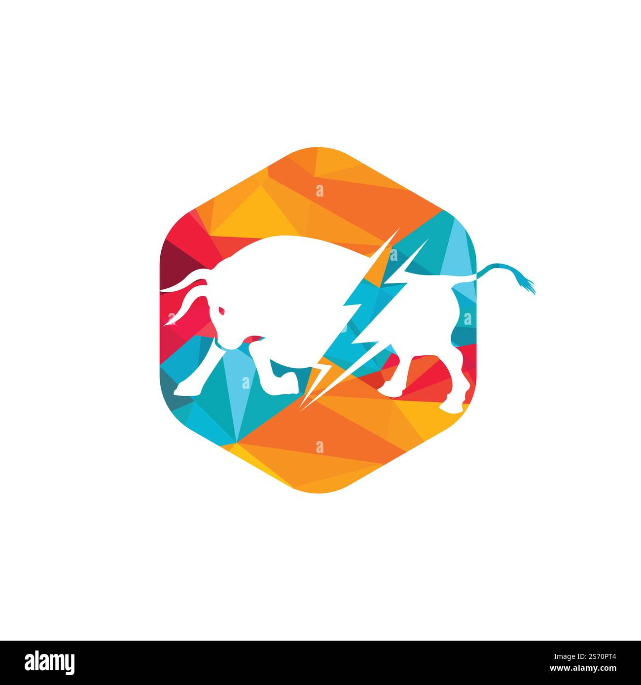 Bull avec logo thunder. Énergie électrique éclair dans le taureau. Illustration de Vecteur