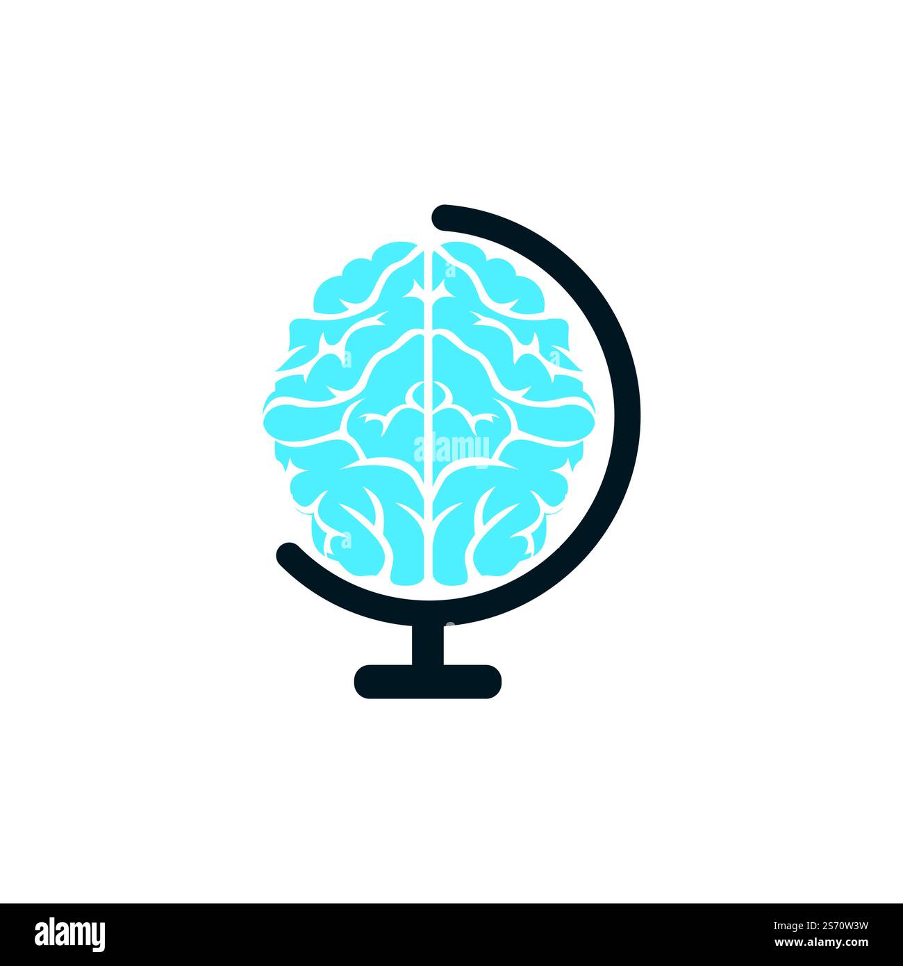 Modèle de logo vecteur planète cérébrale. Logo Smart World. Illustration de Vecteur
