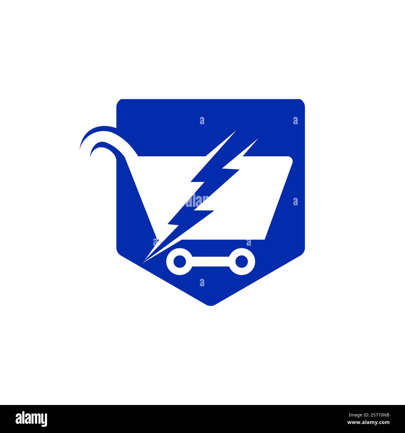 Logo vectoriel Fast Shopping. Panier avec icône de logo flash. Illustration de Vecteur