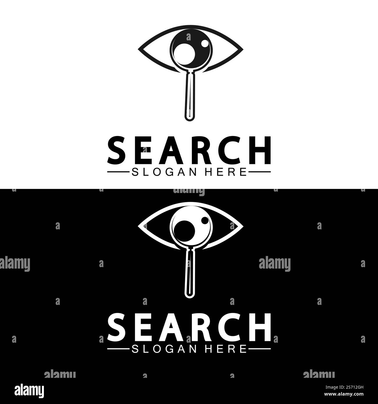 Recherchez le logo avec la loupe et le vecteur d'icône symbole oculaire Illustration de Vecteur