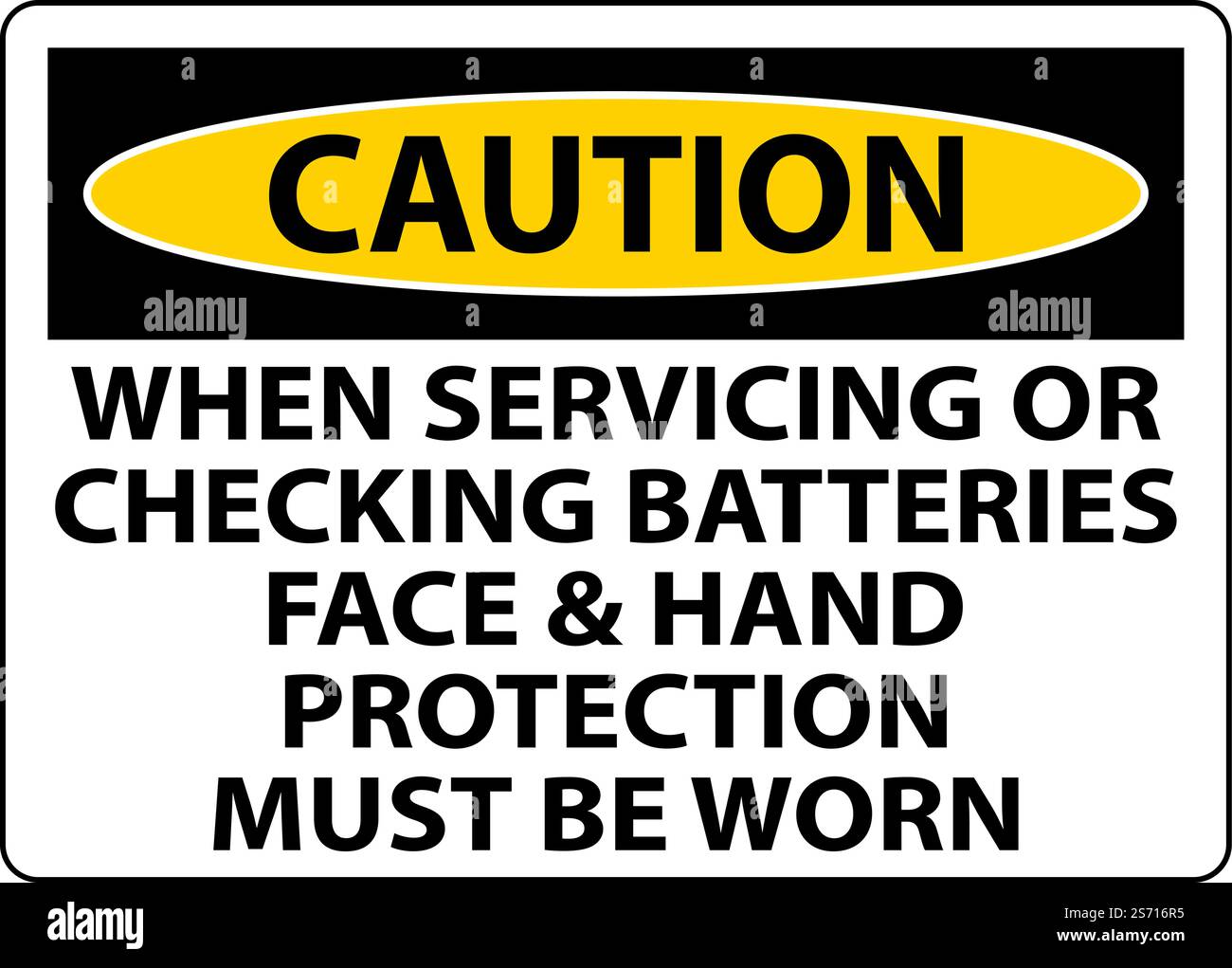 Attention lors de l'entretien des batteries : affiche sur fond blanc Illustration de Vecteur