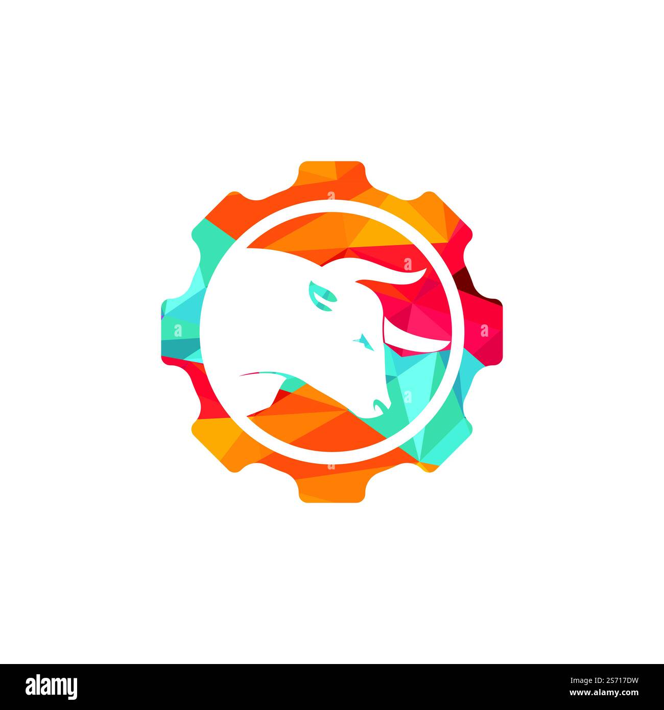 Design créatif de logo vectoriel Bull Gear. Équipement avec concept vectoriel de technologie de cornes de taureau. Illustration de Vecteur