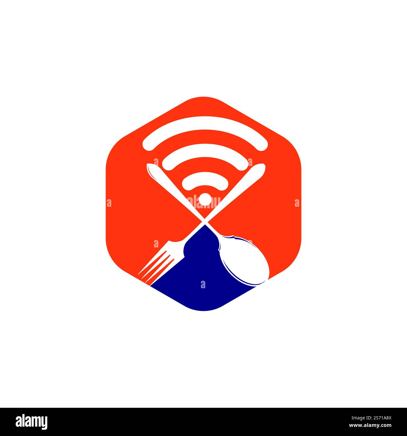 Design du logo de commande de produits alimentaires en ligne. Commander de la nourriture sur Internet, restaurant café repas livraison en ligne. Illustration de Vecteur