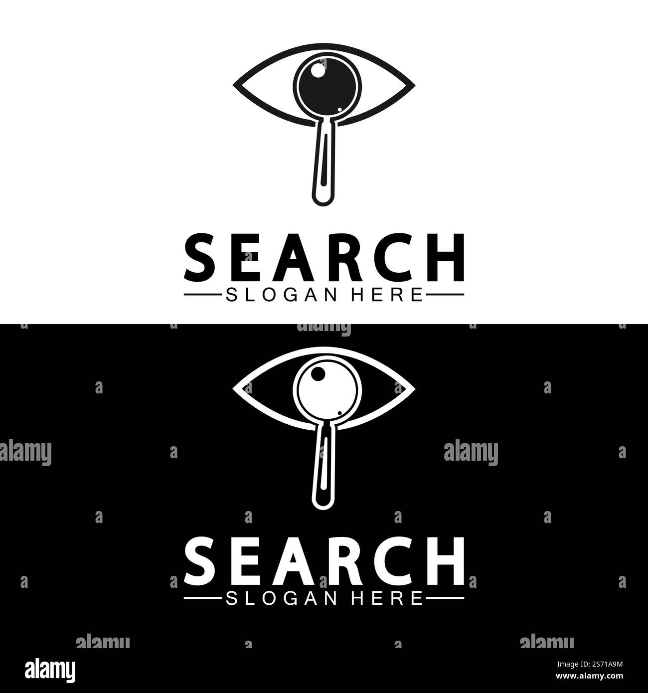 Recherchez le logo avec la loupe et le vecteur d'icône symbole oculaire Illustration de Vecteur