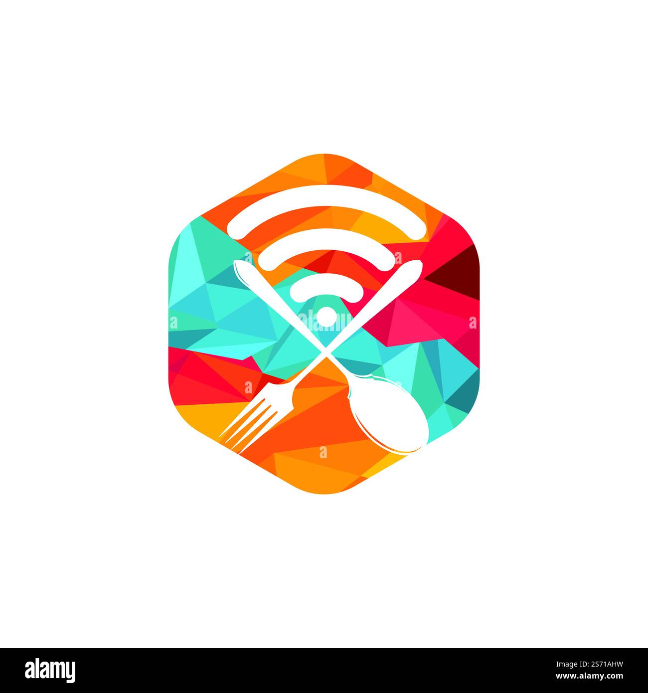 Design du logo de commande de produits alimentaires en ligne. Commander de la nourriture sur Internet, restaurant café repas livraison en ligne. Illustration de Vecteur