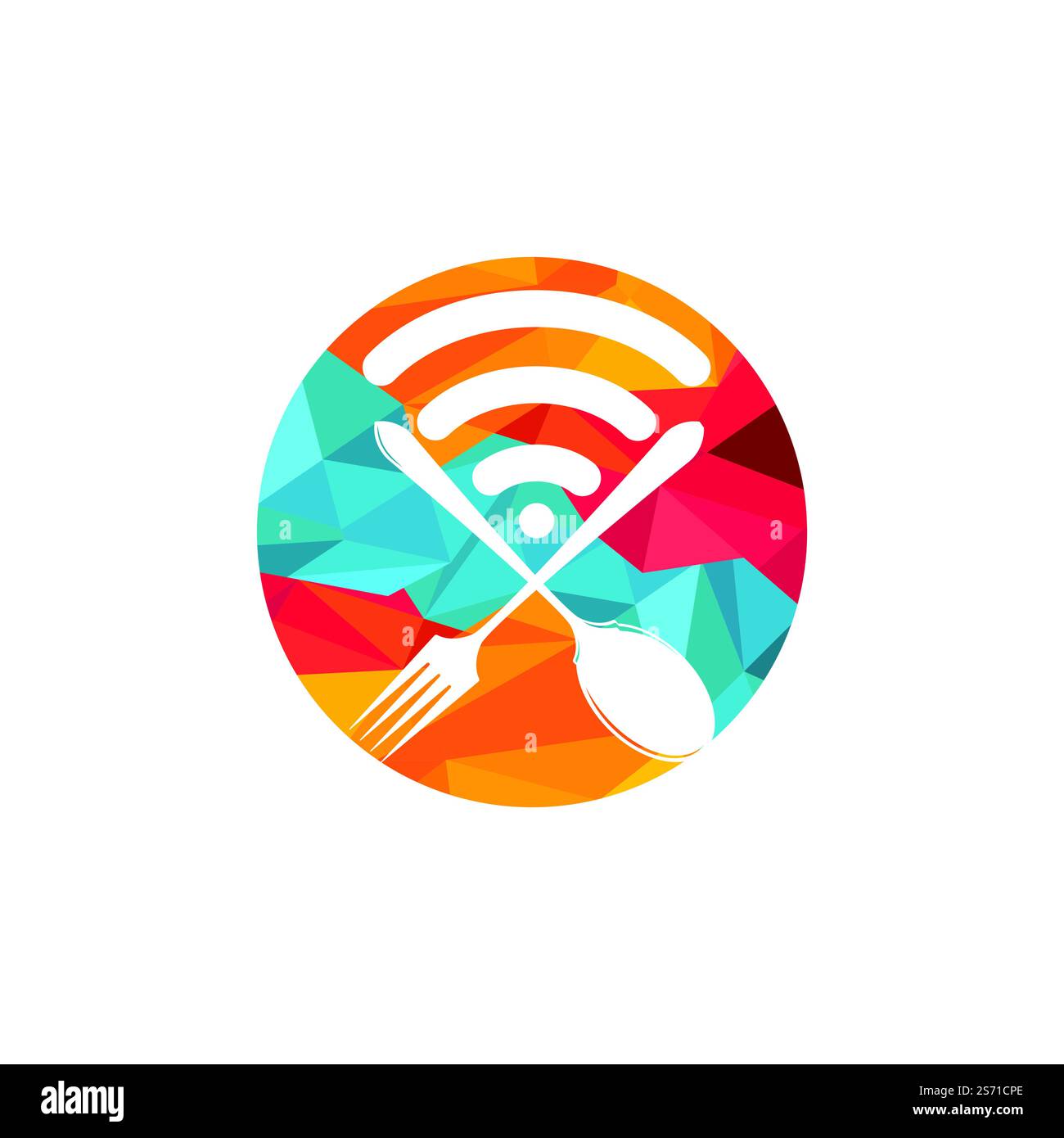 Design du logo de commande de produits alimentaires en ligne. Commander de la nourriture sur Internet, restaurant café repas livraison en ligne. Illustration de Vecteur