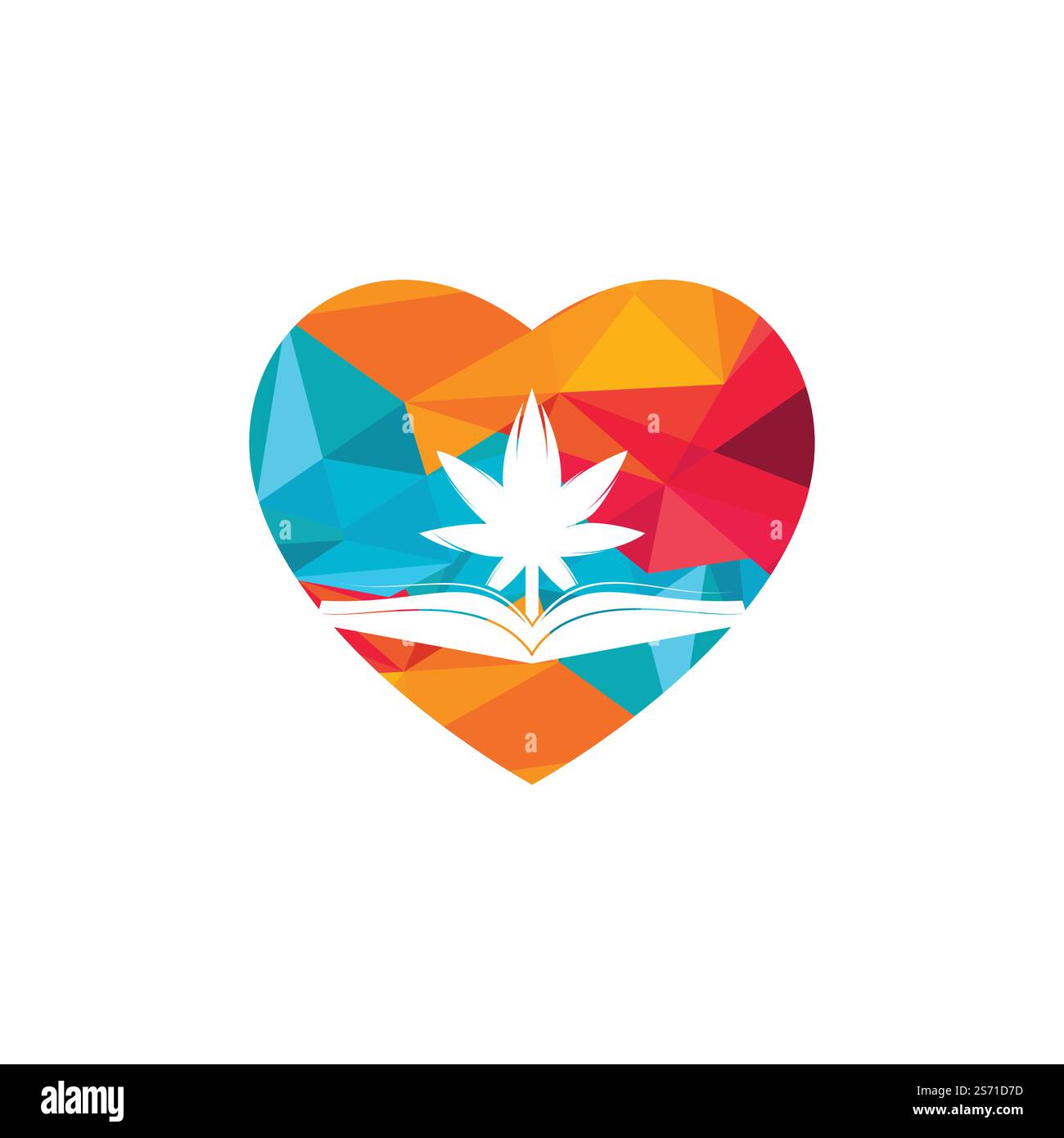 Modèle de logo de symbole de livre et de marijuana. Adapté à l'enseignement médical. Illustration de Vecteur
