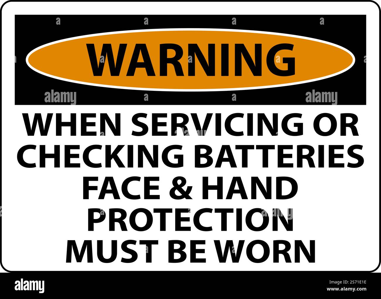 Avertissement lors de l'entretien des batteries : sur fond blanc Illustration de Vecteur