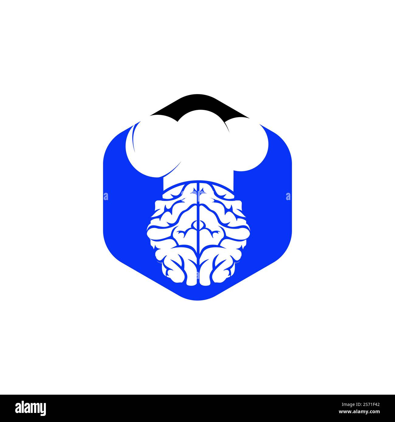 Concept de design du logo Smart chef Vector. Icône de chapeau de chef et de cerveau. Illustration de Vecteur