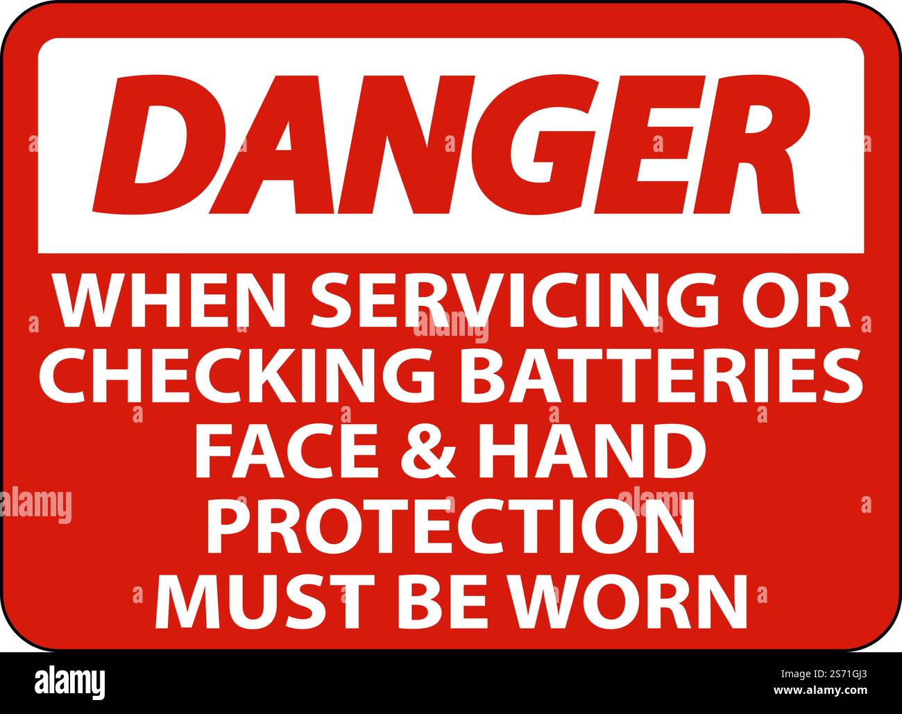 Danger lors de l'entretien des batteries : autocollant sur fond blanc Illustration de Vecteur