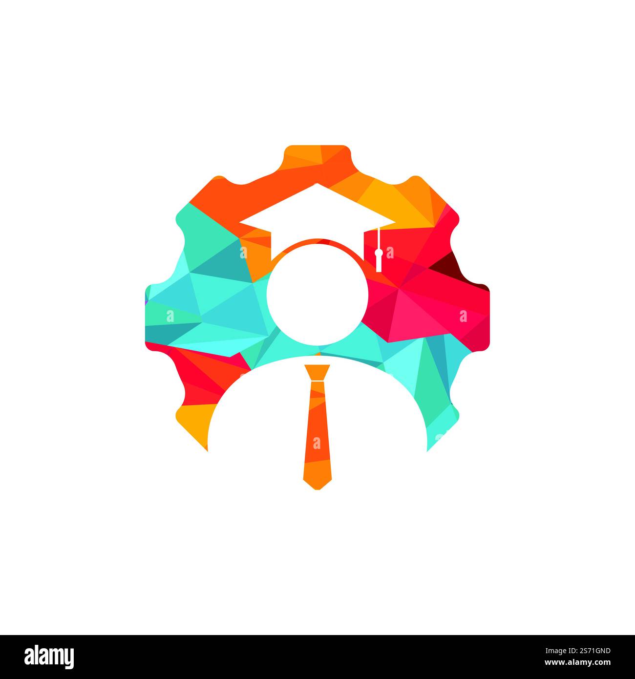 Modèle de logo vecteur d'engrenage étudiant. Logo ou modèle d'icône de l'ingénieur diplômé. Illustration de Vecteur