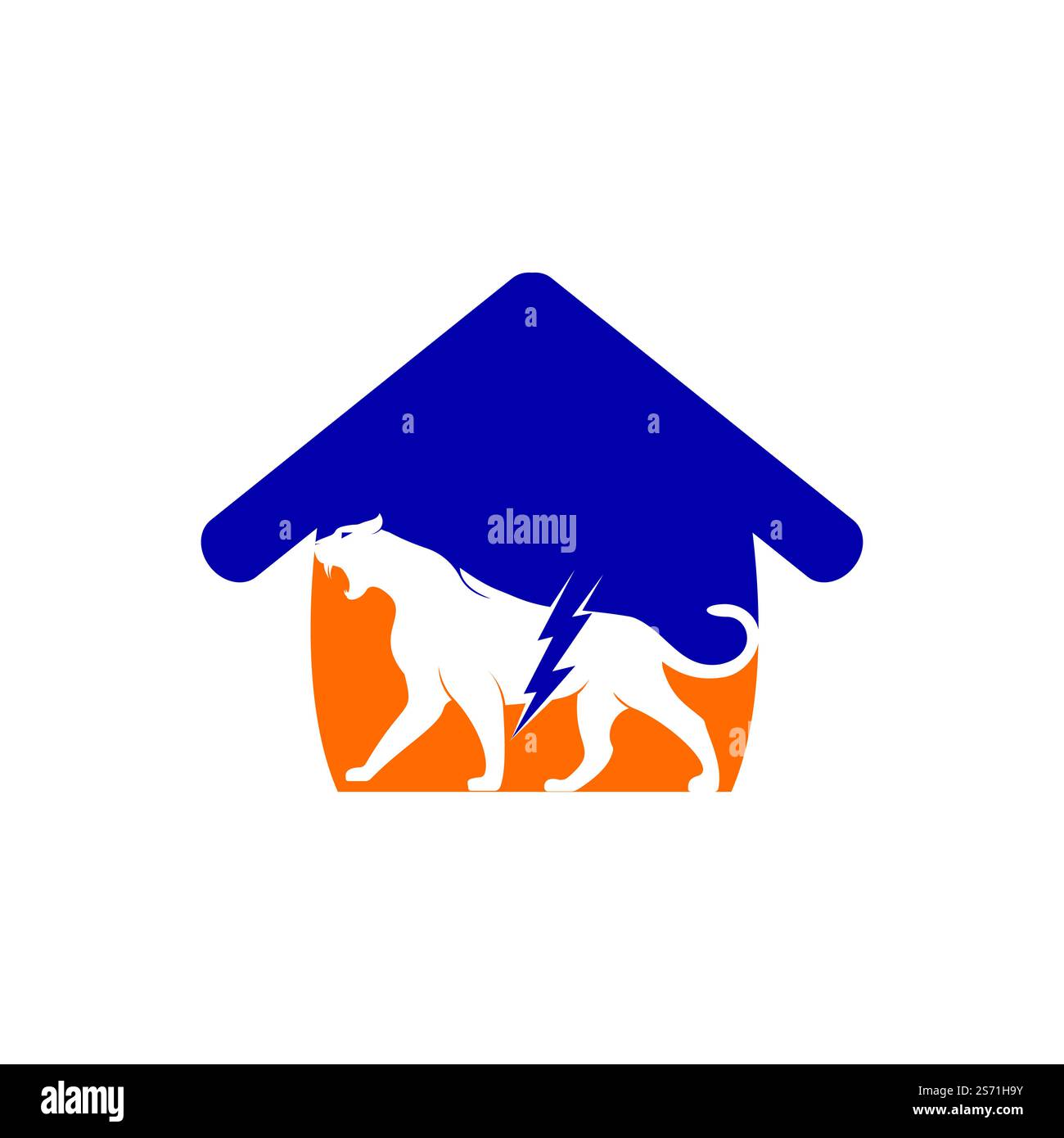 Guépard tonnerre avec design de logo vectoriel de forme à la maison. Conception vectorielle de logo d'énergie électrique guépard. Illustration de Vecteur
