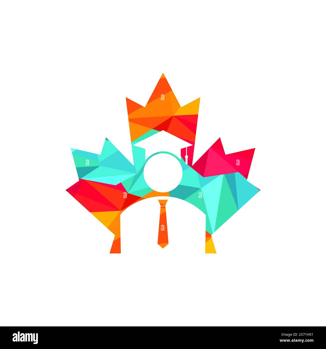 Logo éducation Canada. Motif feuilles d'érable et logo étudiant de remise des diplômes. Illustration de Vecteur