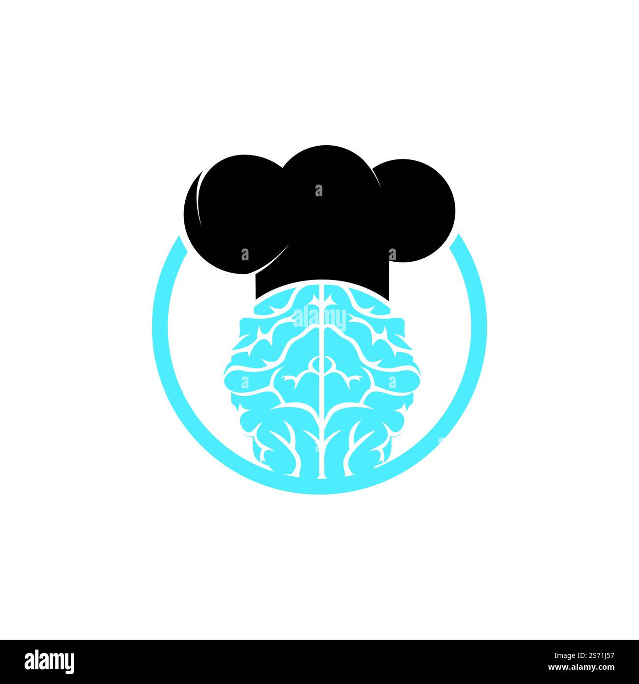 Concept de design du logo Smart chef Vector. Icône de chapeau de chef et de cerveau. Illustration de Vecteur