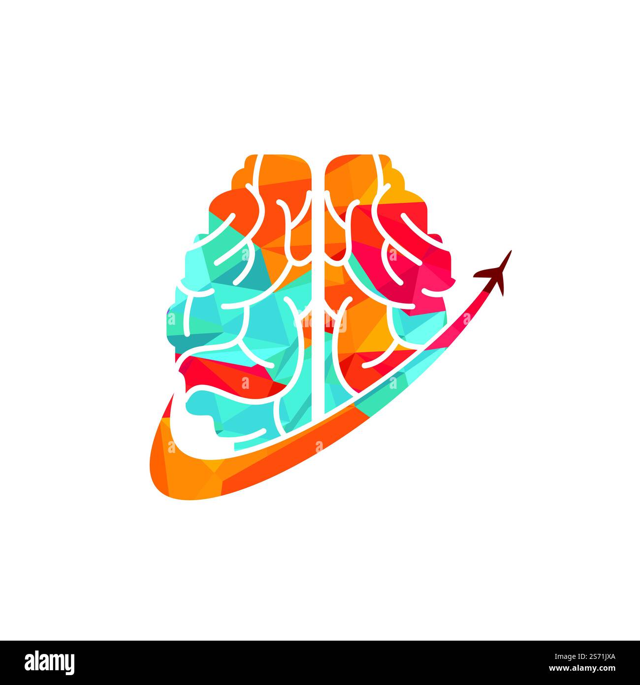 Logo Smart Travel Vector. Logo Brain Travel Icon. Illustration de Vecteur