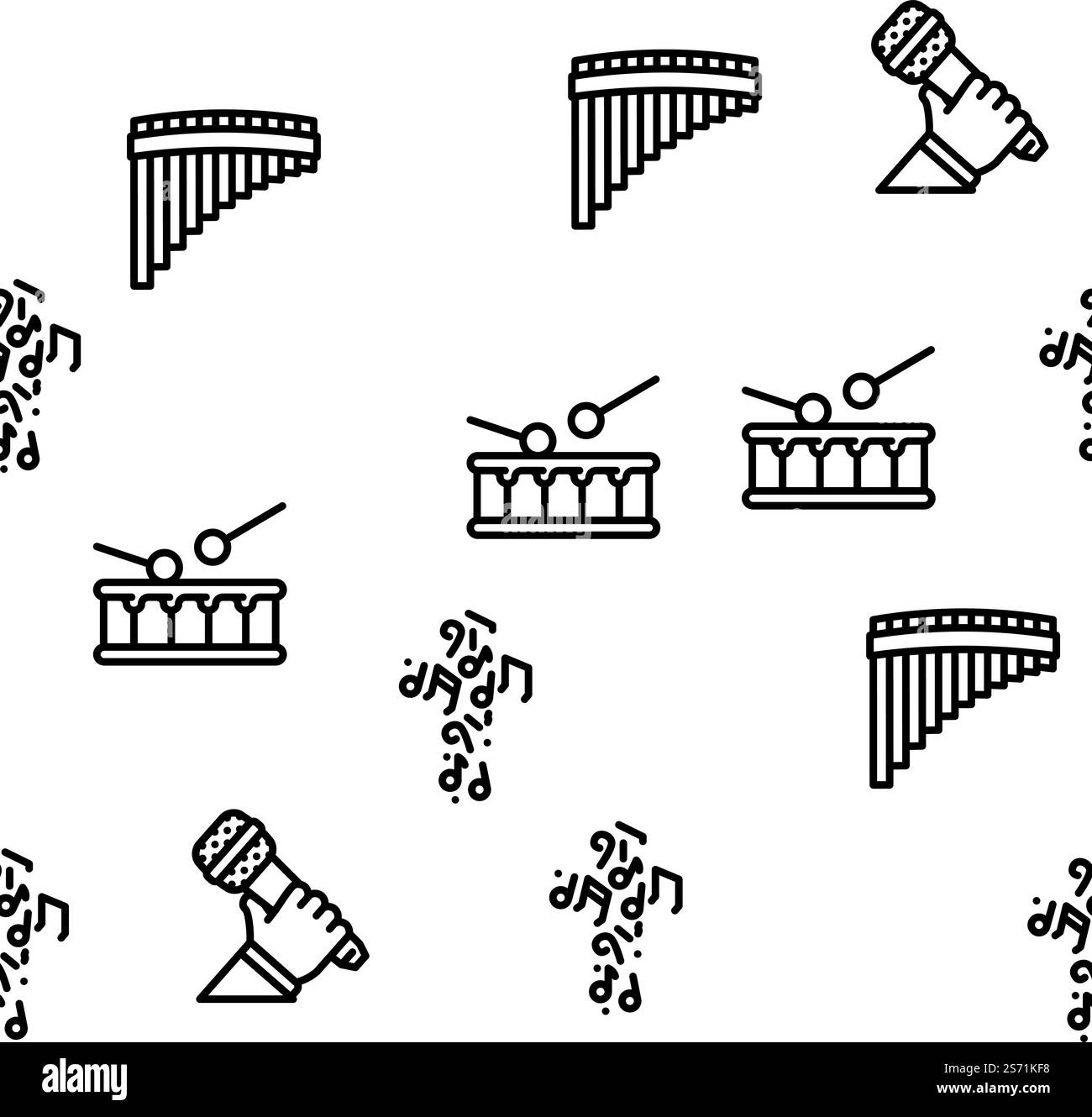 Genres musicaux vecteur de performance audio illustration de ligne mince de modèle sans couture. Genres musicaux vecteur de performance audio modèle sans couture Illustration de Vecteur