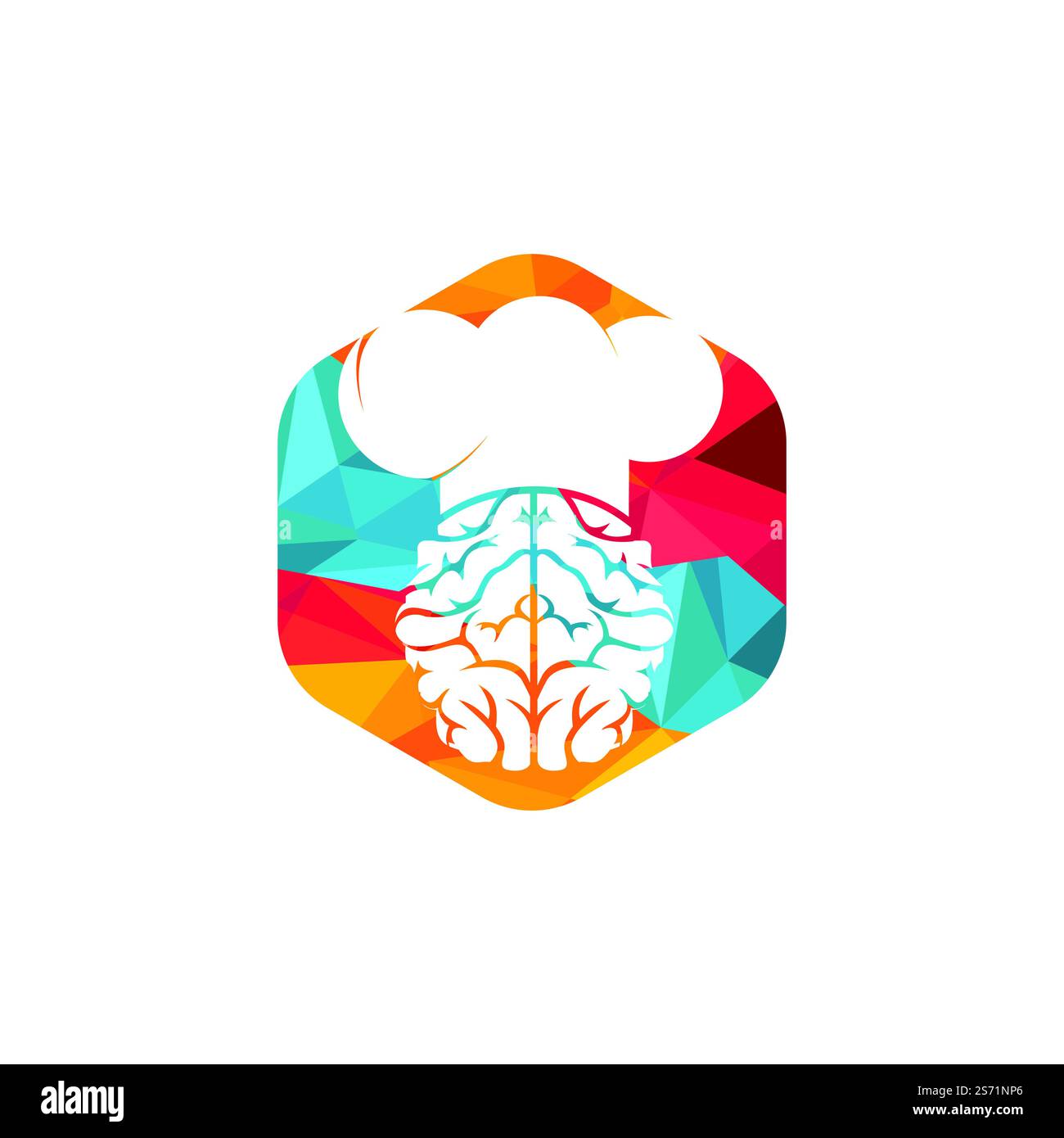 Concept de design du logo Smart chef Vector. Icône de chapeau de chef et de cerveau. Illustration de Vecteur