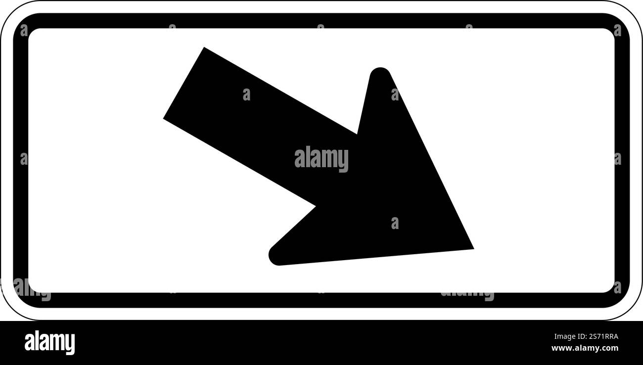 Flèche diagonale vers la droite signe sur fond blanc Illustration de Vecteur