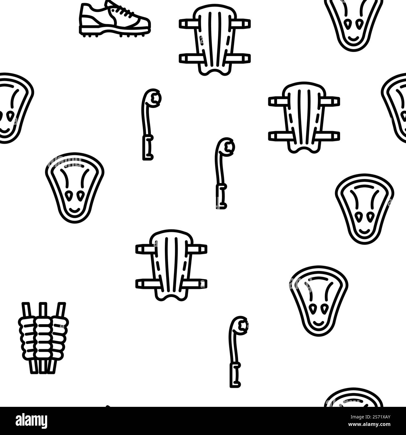 Accessoire de jeu de sport de cricket vecteur sans couture motif mince illustration. Modèle sans couture de vecteur accessoire de jeu de sport de cricket Illustration de Vecteur