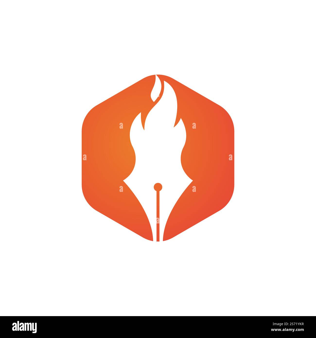 Concept de logo vectoriel de stylo de feu. Icône de logo de vecteur Hot Writer. Illustration de Vecteur