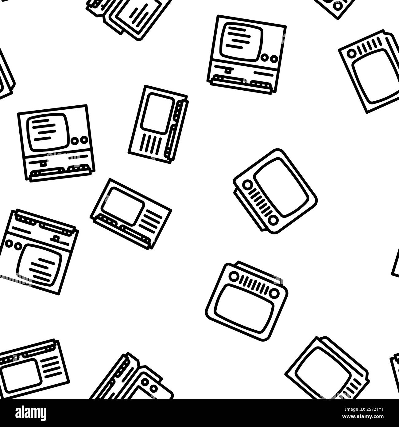 rétro gadget vintage techology vecteur sans couture motif ligne mince illustration. rétro gadget vintage techology vecteur sans couture motif Illustration de Vecteur