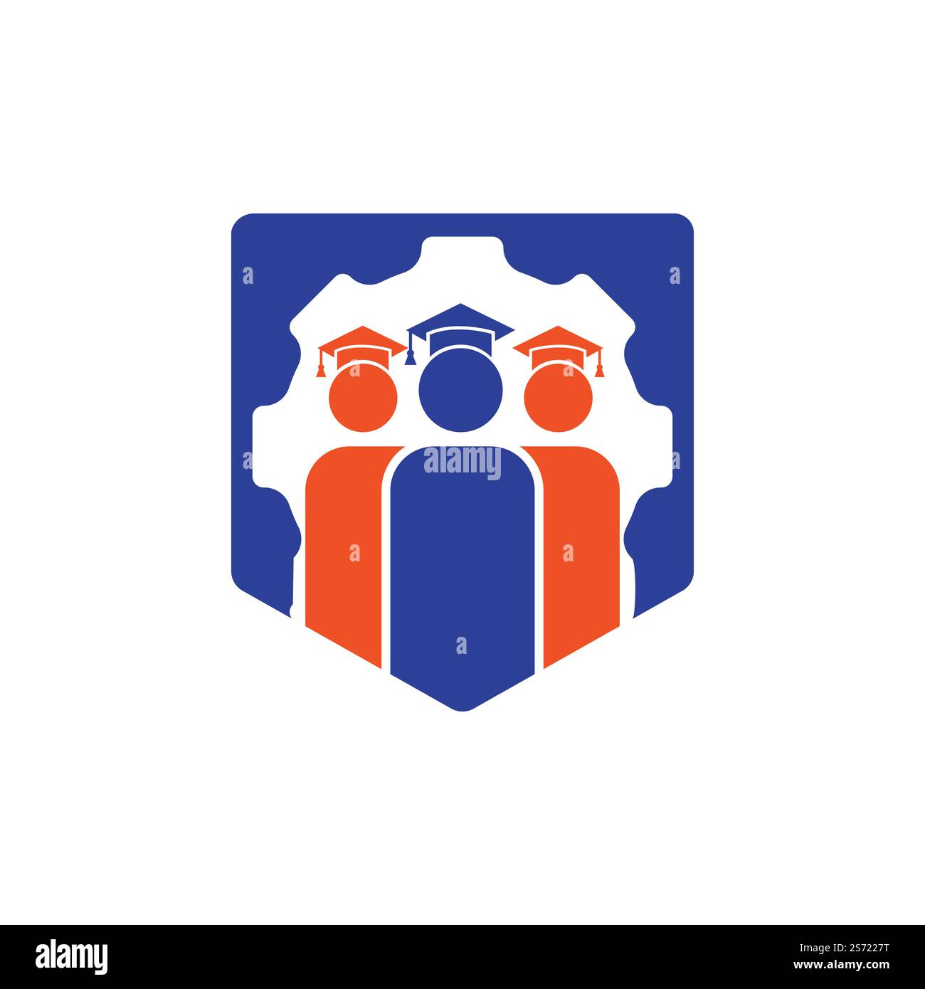 Modèle de logo vecteur d'engrenage étudiant. Logo ou modèle d'icône de l'ingénieur diplômé. Illustration de Vecteur