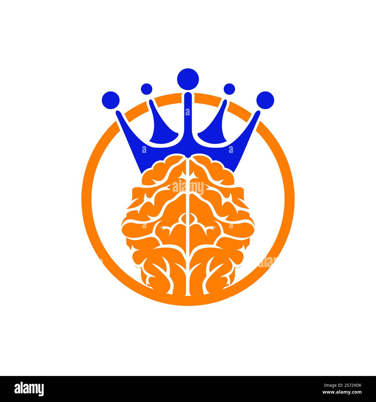 Logo Smart King Vector. Cerveau humain avec motif icône couronne. Illustration de Vecteur