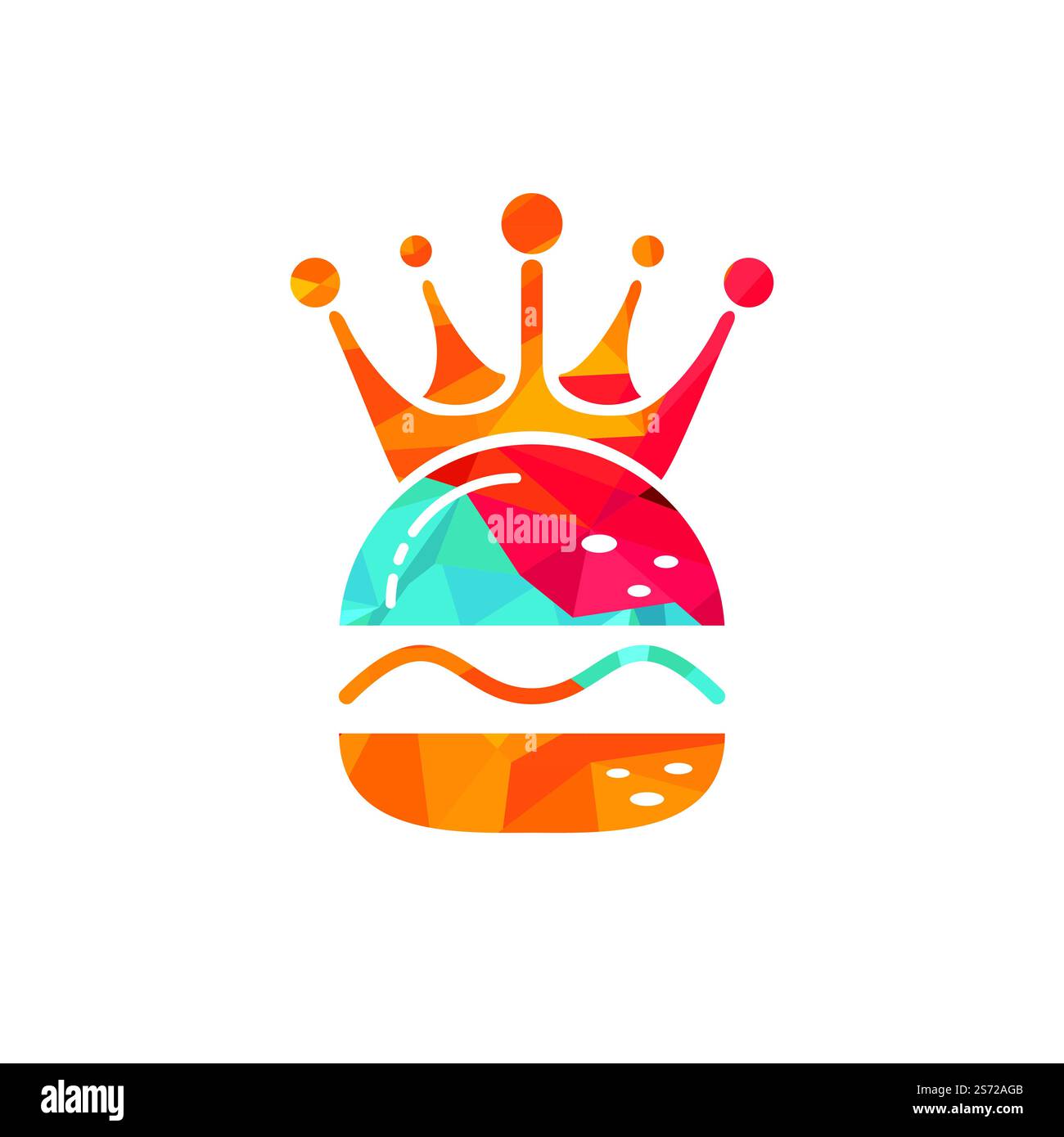 Logo Burger King Vector. Concept de Burger avec logo représentant une couronne. Illustration de Vecteur