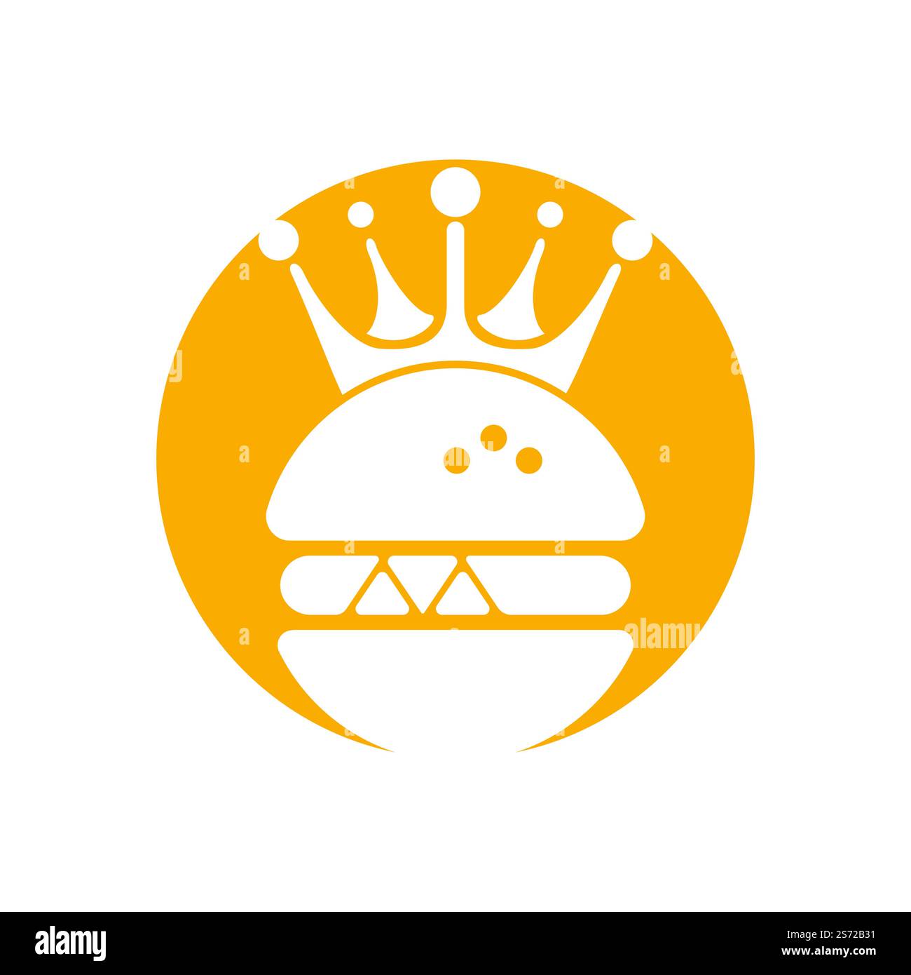 Logo Burger King Vector. Concept de Burger avec logo représentant une couronne. Illustration de Vecteur