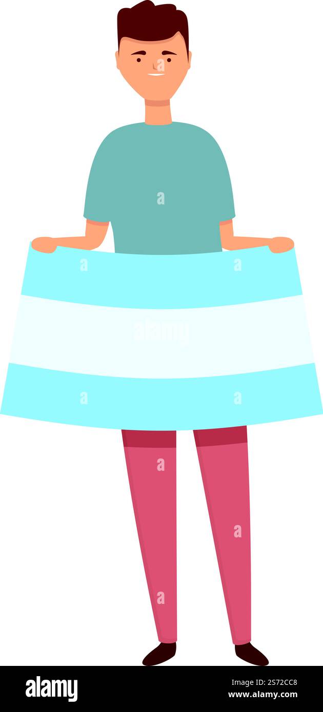 Garçon avec vecteur de dessin animé d'icône de drapeau de l'Argentine. World Kid. Mignon garçon. Garçon avec vecteur de dessin animé d'icône de drapeau de l'Argentine. World Kid Illustration de Vecteur