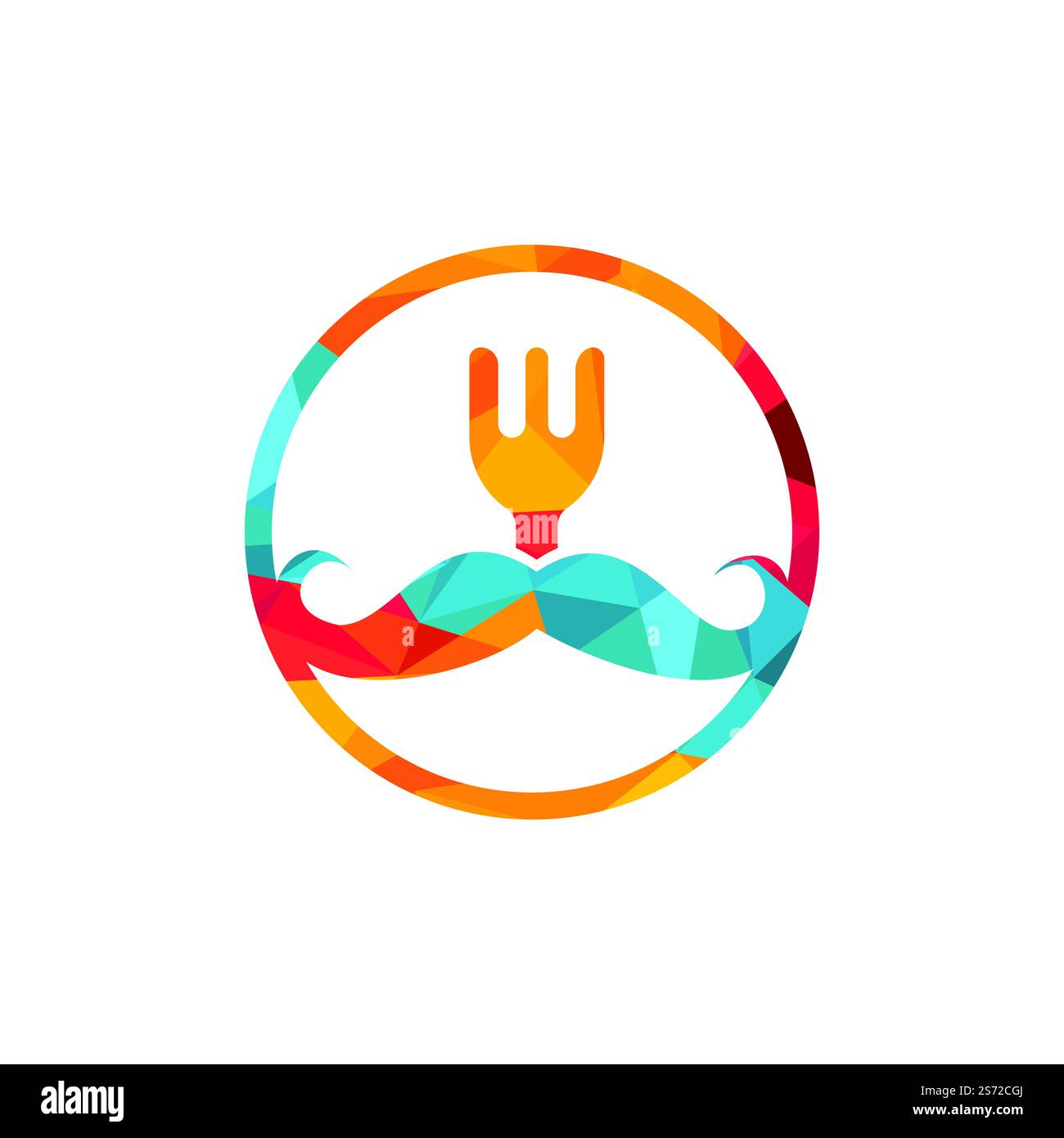 Modèle de logo Food Guru. illustration de la moustache avec symbole de fourche. Illustration de Vecteur