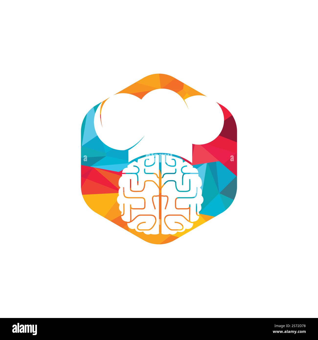 Concept de design du logo Smart chef Vector. Icône de chapeau de chef et de cerveau. Illustration de Vecteur