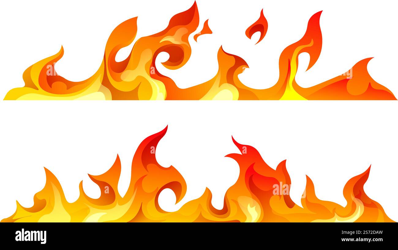 Icône de feu dangereux, flammes isolées soufflées par le vent. Flammes puissantes et puissantes, réchauffement par feu de forêt de matériaux inflammables. Explosion ou blessure température chaude, vecteur dans l'illustration de style plat. Flammes brûlantes, feu ou vecteur d'icônes d'explosion Illustration de Vecteur