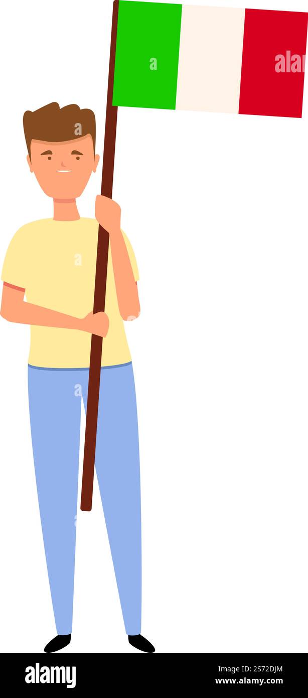 Garçon avec vecteur de dessin animé d'icône de drapeau de l'Italie. Enfant italien. Les enfants du monde. Garçon avec vecteur de dessin animé d'icône de drapeau de l'Italie. Enfant italien Illustration de Vecteur