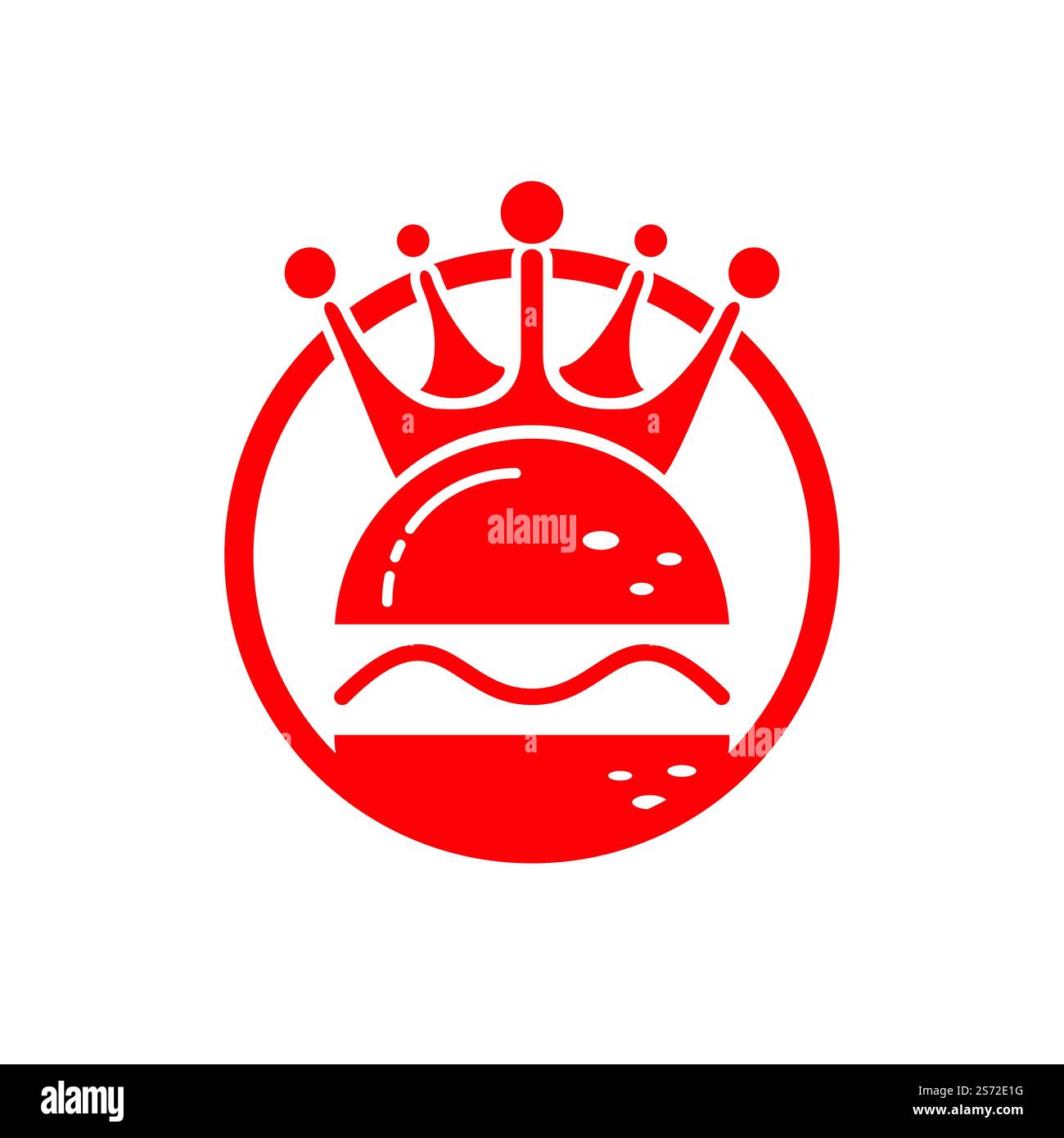 Logo Burger King Vector. Concept de Burger avec logo représentant une couronne. Illustration de Vecteur